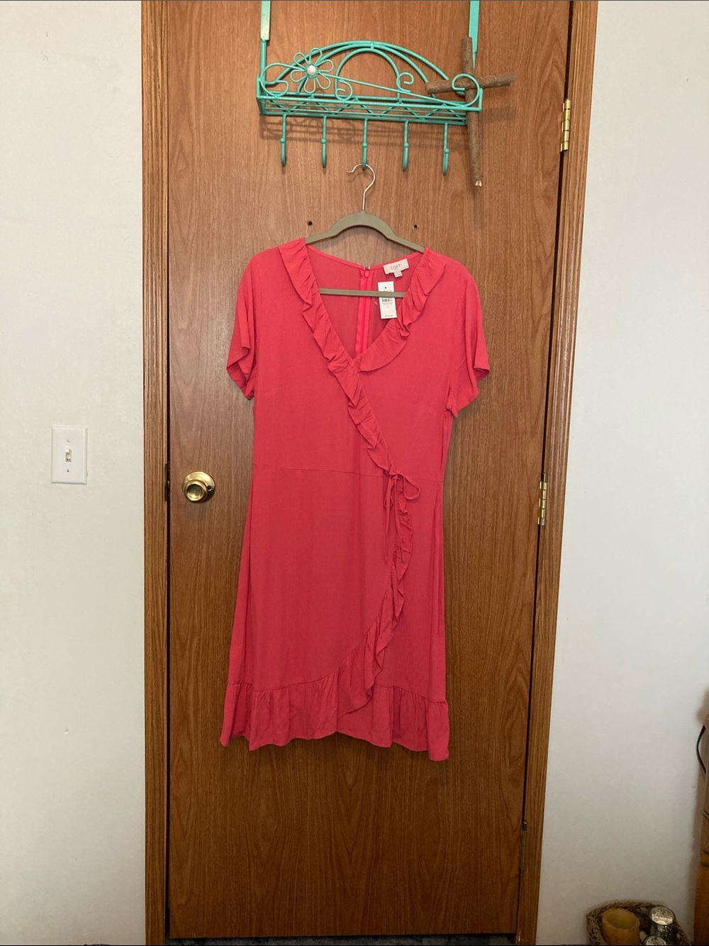 LOFT Coral Ruffle Dress